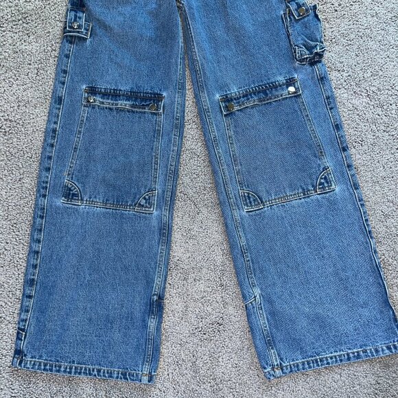 LIQUID LAGOON Y2K WIDE LEG DENIM JNCO STYLE  HEAVY BAGGY SKATER JEANS 30/32 - Picture 3 of 14